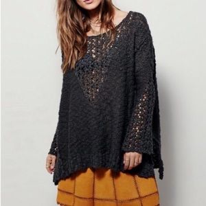 FREE PEOPLE ☆ Dark Gray Open Weave Sweater